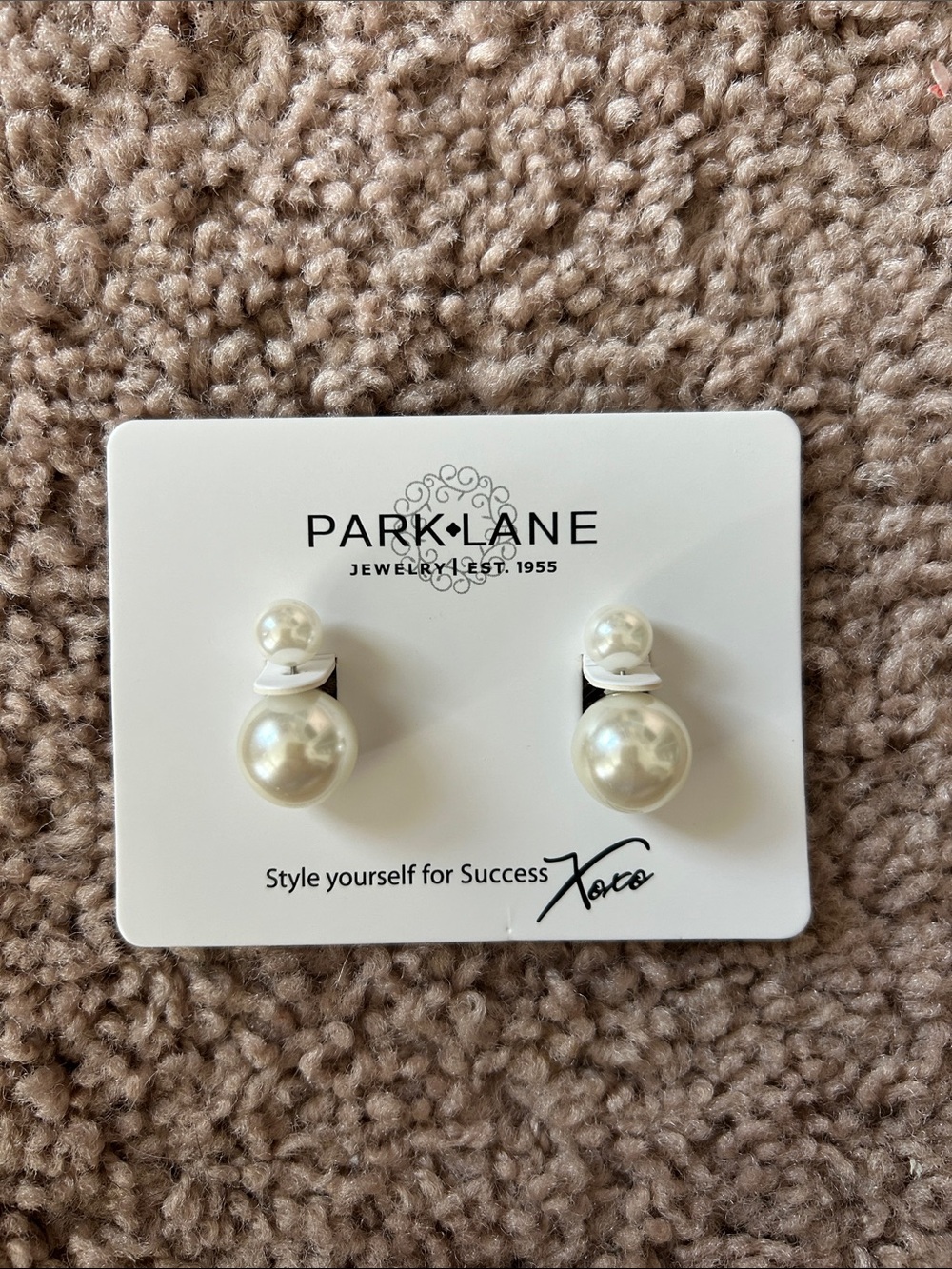 Park Lane Pearl Double-Stud Earrings in Ivory White